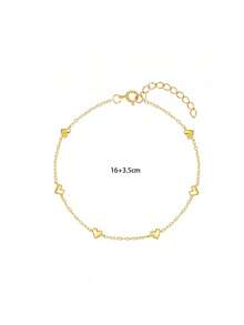 1pc S925 Sterling Silver Polished Heart Stackable Bracelet For Women, Minimalist Korean Ins Style, Elegant Gentle Aesthetic Niche Jewelry, Versatile For Daily Commute, Casual Fashion Outfit, Gift - Love - View 9