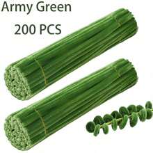 100/200/300/500pcs Green Handmade Chenille Stems, Multi-Color Thick Soft Bendable Pipe Cleaners, Suitable For Arts Crafts Creative DIY Decoration Projects - Green - View 6
