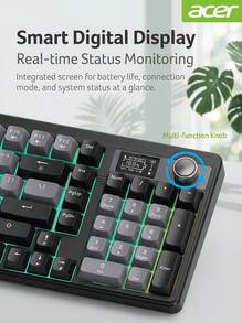 Acer OKW222 機械手感螢幕顯示鍵盤，RGB 背光電競鍵盤，適用桌上型電腦與筆記型電腦，通用於辦公與商務，USB 介面，三模式 - 查看 4