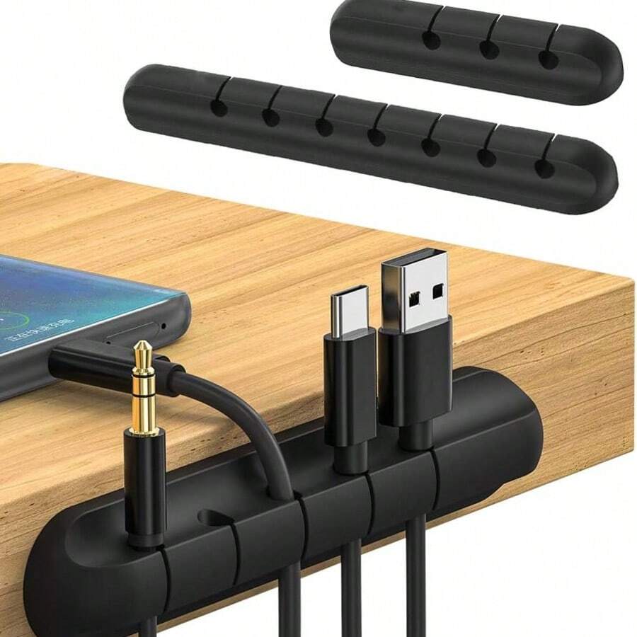 Bộ 10/50/100 kẹp cố định dây cáp Znben, giá đỡ sắp xếp dây có keo dán, kẹp quản lý dây sạc cho bàn làm việc, nhà, văn phòng, ô tô, vách ngăn, tủ đầu giường - Đen lỗ - Xem 1