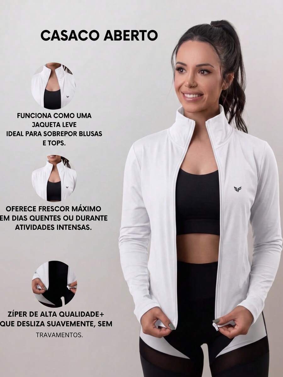 Women's Fitness/Sports Jacket, Cool Mesh (Dry Fit) - Women's Winter Jacket - Women's Sports Jacket With Zipper For Autumn And Winter - 白色的 - 查看 1