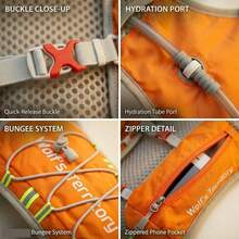 Picnic Backpack, Running Backpack, Running Vest Phone Holder, Lightweight & Breathable Running Hydration Vest Backpack For Women Men, Hydration Pack For TrailRunning Hiking Cycling Marathon - Orange - View 3