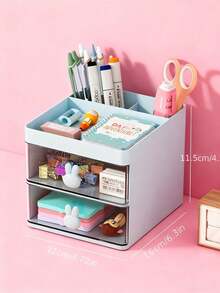 Drawer Storage Box, Small Drawer-Style Desk Organizer, Plastic Multi-Layer Mini Storage Box, Home Stationery Storage Box, Office Supplies Storage Box, Makeup Storage Box, (Cream White, Peach Pink, Sky Blue) Randomly Sent - Multiple Styles - View 7