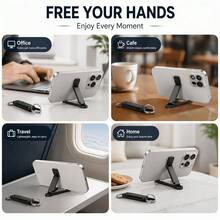 Portable Foldable Phone Stand, Mini Keychain Phone Holder With Snap Hook, Compact Travel Support Stand, Compatible With Iphone And All Smartphones Under 8 Inches - A - View 9