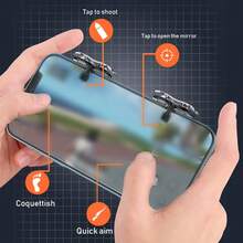 Mobile Game Trigger 4pcs Game Triggers Mobile Game Controller Compatible With /Knives Out//Rules Of Survival, Aim And Fire Trigger Compatible With IPhone And Android Phones | L2R2 Game Trigger Compatible With /Fortnitee//, 6-Finger Operation, Includes 20pcs Game Finger Sleeves And Portable Storage Bag - Multicolor - View 4