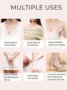 1 Set Anti-Slip Clothing Tape, Double-Sided Transparent Non-Reflective Adhesive Tape, Invisible Fixing Tape For Shoulders And Neckline, Ultra-Strong Adhesion And Durable, Transparent Invisible Design, Suitable For Fixing Tops And Neckline To Prevent Clothing Damage - Multicolor - View 4