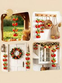 1/2pcs 22.05 Inch Artificial Fruit And Vegetable Garland, Faux Mango, Apple And Vegetable Vine, Suitable For DIY Wreath, Party Decoration, Halloween Decoration, Farmhouse Decor, Dorm Decor, Kitchen Decor, Restaurant Arrangement, Faux Fruit Photography Props, Garden Decoration - Multicolor - View 6
