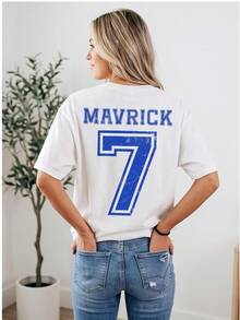 Distressed Varsity Baseball Gameday Tee For Women, Custom Player Name And Number Printed On Back, Casual Sports Top - White - View 2