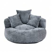 Lazy Sofa, Single Seat Bean Bag Sofa Chair, High-Back Durable Chenille Soft Recliner, Upholstered Lounge Sofa Chair, Includes 3 Pillows, Indoor/Outdoor Use, No Assembly Required, Suitable For Living Room, Bedroom And Apartment(Dark Gray) - 灰色 - 查看 9