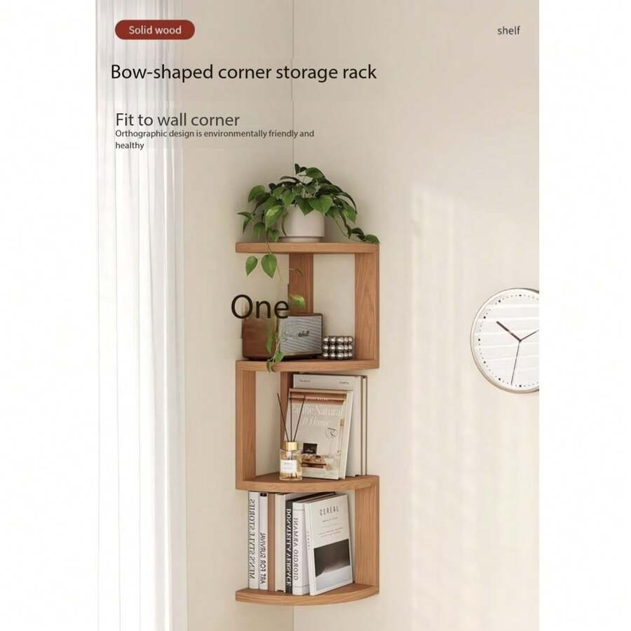 1pc Multifunctional Wall-Mounted Corner Triangle Shelf, Wall Hanging Storage Rack, Living Room Wall Shelf, Corner Bracket - View 1