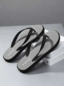 Summer Men's Women's Plus Size Open Toe Beach Vacation Bathroom Street Wear Flip Flops - Grey - View 1