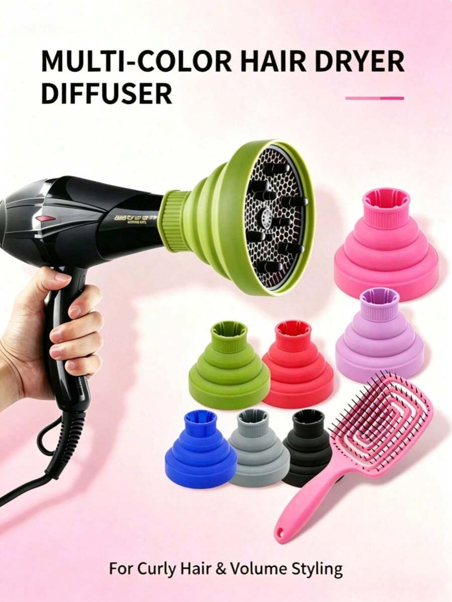 1 Set Foldable Silicone Hair Dryer Diffuser Attachment, Portable Universal, Helps Reduce Frizz And Enhance Curls, Suitable For Curly, Wavy Or Voluminous Hair, Heat Resistant Lightweight Compact, Perfect For Travel, Home Or Salon Use