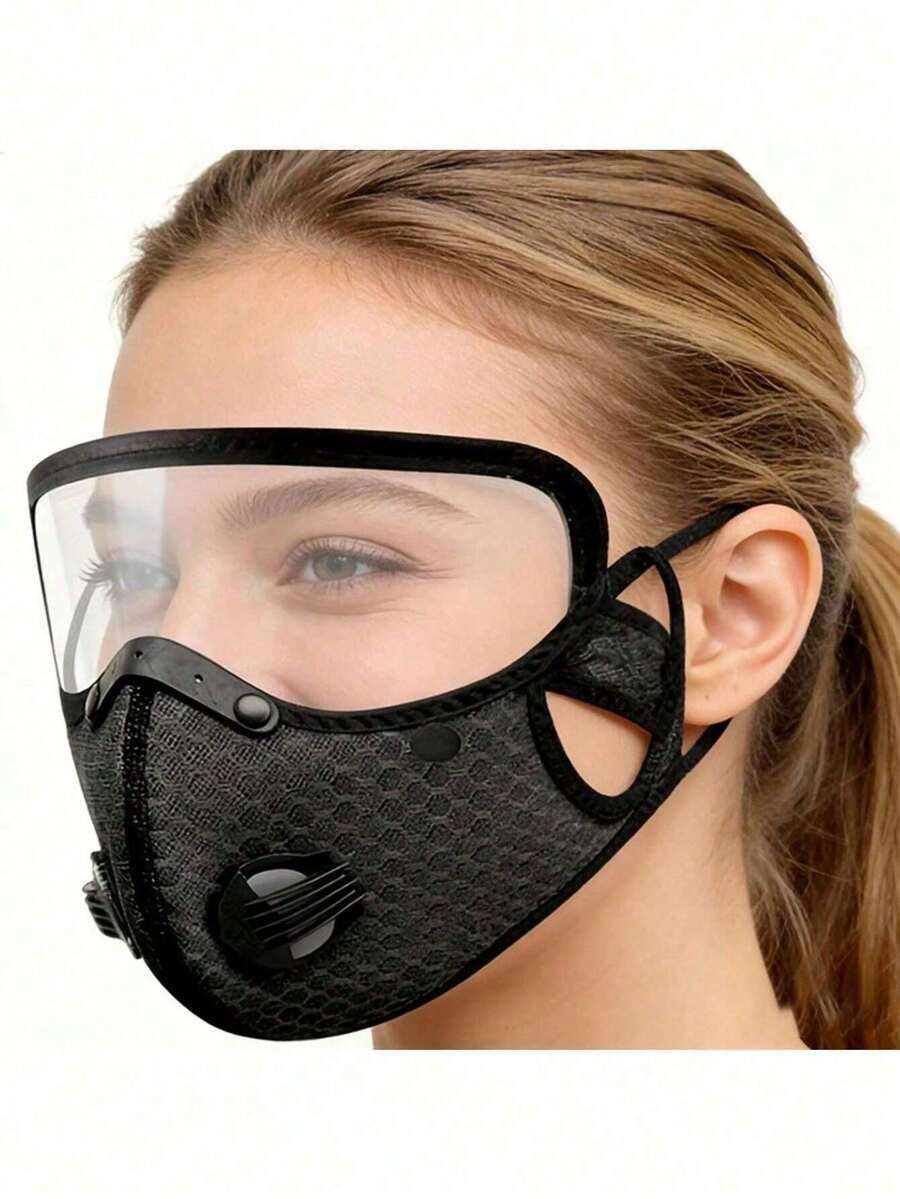 1pc Detachable Outdoor Face Mask | Dust-Proof, Reusable, Unisex, Geometric Pattern, Hook And Loop Closure, Hand Wash Only - A - View 1