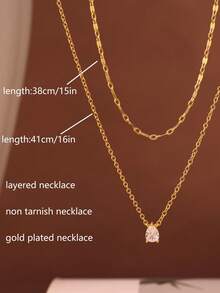 Layered Gold Necklaces For Women,14K Gold Plated CZ Pendant Necklace Stack Dainty Layering Teardrop Choker Necklaces Set Cute Gold Jewelry Sets - Gold - View 4