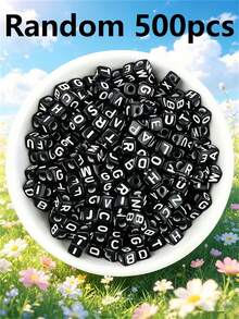 500/1000/1 包黑色壓克力字母珠 4x7mm - A 到 Z 字母吊飾，適用於 DIY 手鍊、項鍊、鑰匙圈和珠寶製作材料 - 彩色 - 查看 33