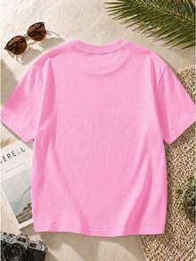 Women's Oversized Graphic Print T-Shirt, Summer Top For Women, Margarita Social Club, Tropical Cocktail Print, Casual, Loose, Round Neck, Hands - Pink - View 2