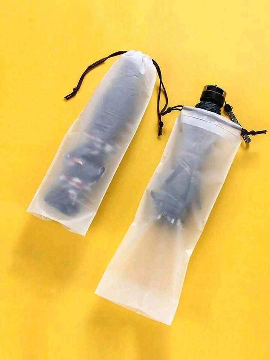 10 Peças Sacos de Armazenamento de Guarda-Chuva à Prova d'Água, Sacos com Cordão Semitransparentes, Capas de Guarda-Chuva Portáteis Reutilizáveis, Adequados para Armazenamento de Guarda-Chuva Molhado, Viagem, Organização Doméstica, Embalagem de Bagagem, Armazenamento de Roupas e Pequenos Itens - Multicolorido - Visão 1