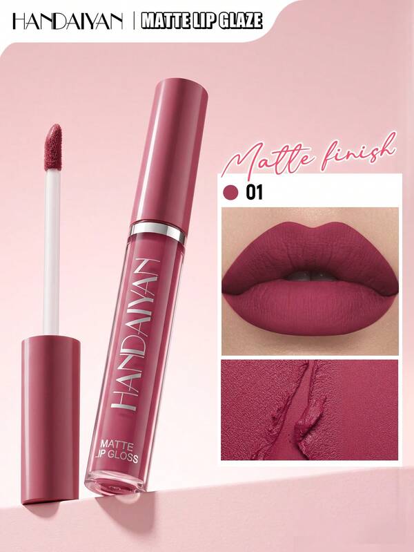 HANDAIYAN Matte Charm Liquid Lipstick, Long-Lasting Waterproof Moisturizing Non-Stick Lip Gloss, High Pigment Reduce Lip Lines Liquid Lip Tint, Makeup For Party, Daily, Travel, Halloween, Christmas, Autumn/Winter, Great Gift