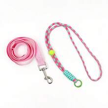 1 Set Adjustable Small Pet Harness And Leash Set, Woven Collar With Wide Woven Tracking Leash, Pet Outdoor Travel Leash Set, Anti-Slip Walking Restraint Set, Suitable For Ferrets, Rabbits, Guinea Pigs And Other Small Pets Outdoor Grass Activities - Multicolor - View 7