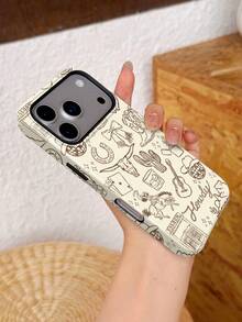 1pc Minimalist Western Style Ocean Element Bow Cherry Billiard Poker Slogan Pattern Glossy 2-In-1 Film Full Coverage Hard Phone Case Compatible With Samsung/ 11/12/13/14/15/16/17 Pro Max - Multicolor - View 3