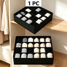 1pc Foldable Fabric Storage Box, Wardrobe Organizer For Underwear, Socks And Clothing, Multi-Purpose Home Office Dorm Travel Use, Keep Space Neat And Organized - Black - View 3