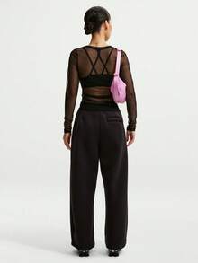 Nike Women's AS W NK STREET Sheer Long Sleeve Knit Collarless T-Shirt TIM8406-010 - Black - View 5