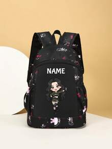 1pc Personalized Back To School Backpack, Versatile Cute K-Pop Music Idol Theme Print, Zipper Closure Nylon Material, Adjustable Shoulder Straps, Hand-Carry, Suitable For School, Shopping, Daily Commute, Outdoor Travel. Birthday Gift. - Multicolor - View 4