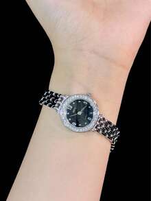 NARY 1pc Elegant & Luxurious And Fashionable Ladies' Watch Decorated With Rhinestones, Small And Exquisite Quartz Watch, For Gifts, Daily,Festival Wear - Black - View 7