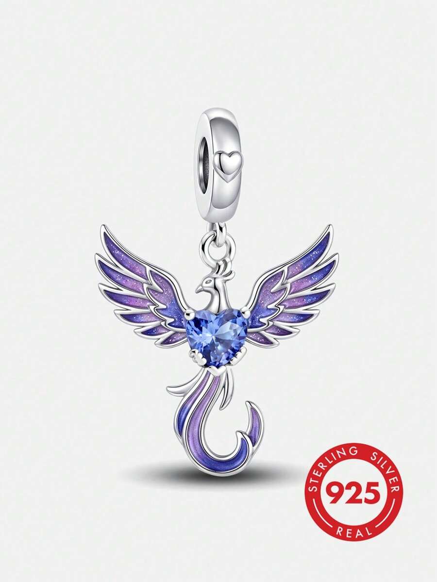 1件時尚925純銀鳳凰吊墜,適合女性手鍊,DIY珠寶製作 - 款式1 - 查看 1