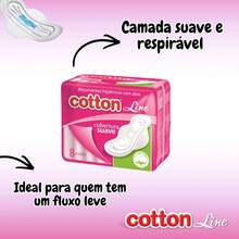 Kit 12 Absorvente Cotton Line Cobertura Suave Com Abas - Visão 5