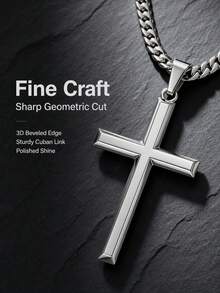 Men's Pendant Necklace 1pc Stainless Steel Cross Pendant Necklace, Gift For Men's Daily Commute Wear - Multicolor - View 2