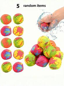 5 pièces Balles d'eau réutilisables pour piscine, Fournitures de fête de piscine, Jouets de balles d'eau colorées pour fête de piscine d'été, Jeux d'eau de plage, Fournitures de divertissement, Sports d'eau d'été, Piscine, Été, Essentiel de vacances - Balle d'eau en tissu - Voir 12