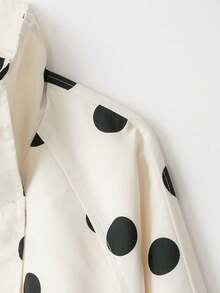 GDDYIN Women's Autumn New Style College Casual Polka Dot Pilot Jacket Coat White - White - View 10