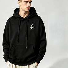 Fashion Brand LOGO Printed Unisex Hooded Sweatshirt With Kangaroo Pocket Design, Versatile And Comfortable Long-Sleeve Jacket - 黑色 - 查看 1