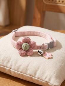 1pc Flower Decor Pet Collar With Pendant, Suitable For Small Cats And Dogs, Decorative Leash Function (Neck Circumference 20-31cm) - Pink - View 8