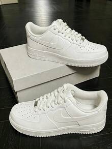 Nike Air Force 1 Low Pure White Leather Construction Durable Skate Sneakers - 白色 - 查看 2