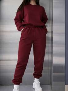 Women Two-Piece Outfits - Burgundy - View 4