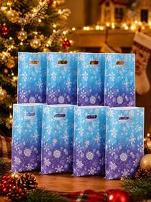 10/25/50pcs Christmas Gift Bags, Snowflake Pattern Gift Packaging Bags, Christmas Party Decoration Tote Bags, Merry Christmas Decorations, Christmas Party Supplies, Christmas Gift Wrapping Materials, Christmas Table Decor, Christmas Shopping Bags, Durable Plastic Bags, Christmas Kitchen Packaging Supplies, Christmas Eve Decorations, Indoor Christmas Decor, Christmas Decorations, Christmas Gifts, Party Favors, 2027 New Year Decorations - Snowflake - View 3