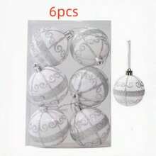 1 Box (6pcs) 6cm Painted Christmas Ball Ornaments, Christmas Tree Hanging Decorations, Hand-Painted Plastic Electroplated Balls - 6Pcs - View 12
