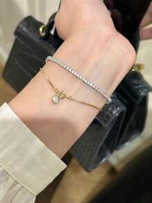 1件 925純銀圓鑽蛇骨手鍊，女款日常配戴，節日禮物，原創設計，華麗復古派對精緻珠寶 - 蛇骨手鍊 - 查看 3