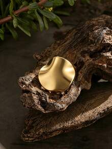 Cring Coco 1pc Fashion Boho Simple Geometric Open Ring For Woman Accessories Golden 304 Stainless Steel Rings Daily Vacation Music Festival Jewelry Gift - Geometry - View 7