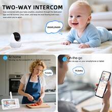 CDYCAM 4.3 Inch 1080P WiFi Baby Monitor Phone App + Display Dual Control PTZ Camera VOX Voice Control Temperature Detection Night Vision Night Light Two-Way Talk Camera - White - View 7
