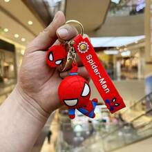 1pc 3D Silicone Figure Keychain, Cute Chibi Superhero Keychain With Printed Wrist Strap And Mini Spider Pendant, Anti-Drop Soft Rubber Charm, Suitable For Car Keys, Backpack, Handbag, Birthday Gift - Multicolor - View 11