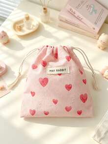 Cute Floral Drawstring Bag, Portable Mini Cosmetic Bag, Jewelry, Headphones, Dust-Proof Storage Bag, Portable Miscellaneous Organizer Bag - Multicolor - View 17