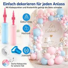 Hand Luftballonpumpe 2er Set, manuelle Ballonpumpe mit Zubehör – inkl. Ballonknoter & Klebepunkte, ideal für Geburtstag, Hochzeit, Party und Ballongirlanden - Manuell - Übersicht 6