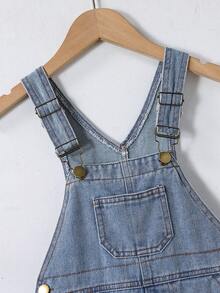 Boys' Denim Overalls, 2-7 Years Light Wash Adjustable Straps, Multi-Pocket, Straight Leg, Casual Everyday Style - Light Wash - View 3