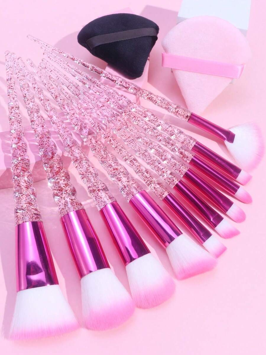 4pcs Random Professional Makeup Beauty Tools Pink Rose Red Eye Makeup Brush Set - Multicolor - View 1