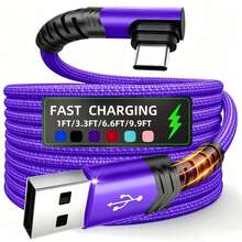 Cargador rápido Tipo-C, Cable de datos USB-A a USB-C, Cable de carga USB-C trenzado, compatible con Apple, One+ y otros teléfonos inteligentes - Multicolor - Ver 2
