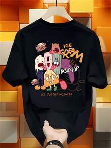 Schweres reines bedrucktes Kurzarm-T-Shirt für Herren, neue Sommerkollektion in großen Größen, vielseitiges Casual-Oberteil - Weiss - Übersicht 8