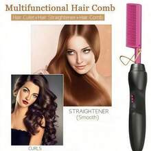 LUYAO 2-In-1 Electric Hair Straightener & Curler, Dry & Wet Dual-Use Hair Straightening Brush, Hair Styling Tool - US A Type Plug(110-127V) - View 10